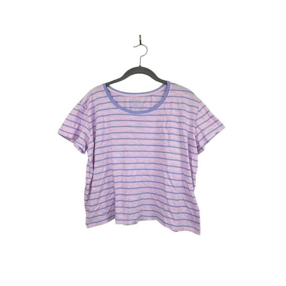 Vineyard Vines Surftee Striped Pink Blue Crop Top Short Sleeve Shirt Size Medium